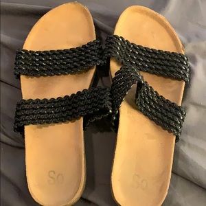 Black strap slip on Sandals